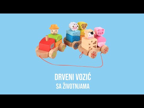 Drveni Vozić igračka za bebe FARM ANIMALS