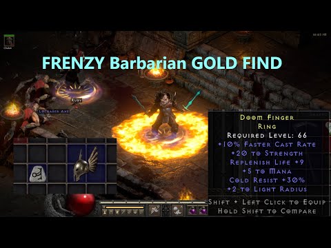 250 runs Travincal! FRENZY Barbarian Gold Find! - Diablo 2 resurrected
