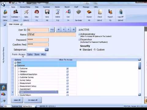 F & B - To Set User Access Or Security