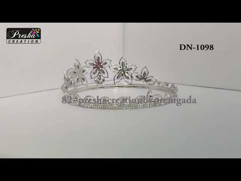 Blue brass peagent crown tiara, size: 3