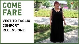 Modello vestito lungo in chiffon. Vestito comfort per taglie forti che nasconde le imperfezioni.