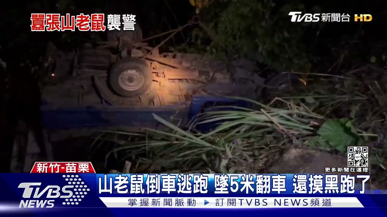 太猛了!山老鼠摸黑倒車墜谷 翻車還摸黑逃跑