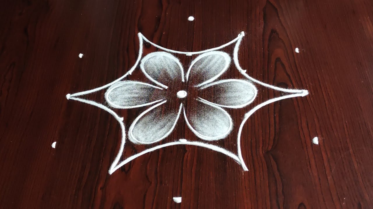 Beautiful daily kolam 5 dot kolam design by sresta rangoli