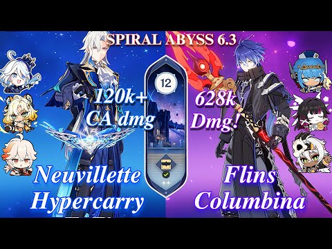 C1 Neuvillette Hypercarry & C0 Flins Lunar-Charged | SPIRAL ABYSS 6.3 | Floor 12| 9*| Genshin Impact
