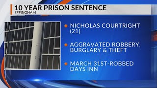 Effingham man sentenced for hotel robbery, vehicle burglary and theft