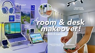 small room & desk setup makeover! 2022 (aesthetic & ergonomic) + shopee haul