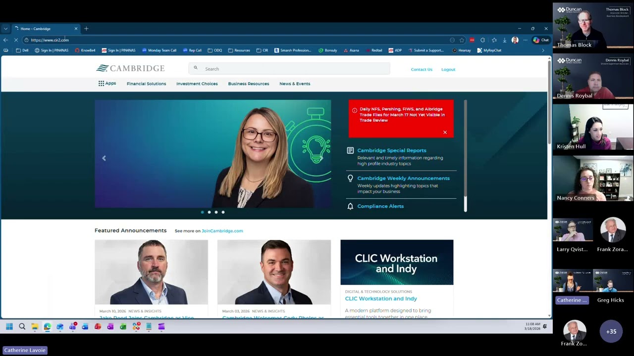 03/18/26 Compliance: Cryptocurrency Training, Admin & Solo Practitioner Call; Business: New Client Resources Addressing Market Volatility and Headlines, Upcoming Community of Women Webinar; Presentation: Road to Innovate: Columbia Threadneedle with Andrew