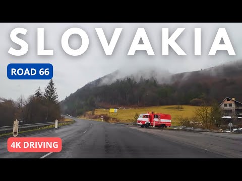 Rainy Drive in Slovakia: 4K Road 66: January 2024