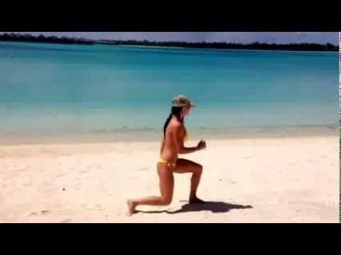 Workout video with @JTF_IFBBPro on the beach in #borabora! Exercises slim inner thighs & firm booty!