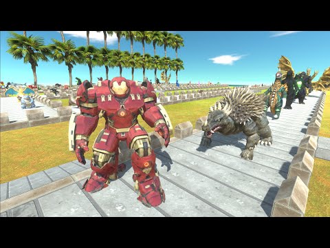 HULK BUSTER VS GHIDORAH DEATH RUN - Animal Revolt Battle Simulator