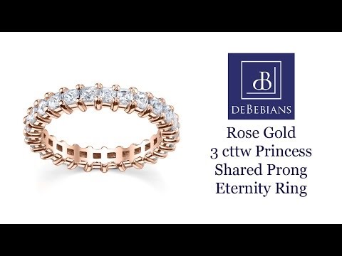 Rose Gold Eternity Ring with Princess Cut Diamonds