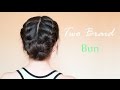 Two French Braid Bun Hair Tutorial Hairdo For Everyday And Special Occasion J M