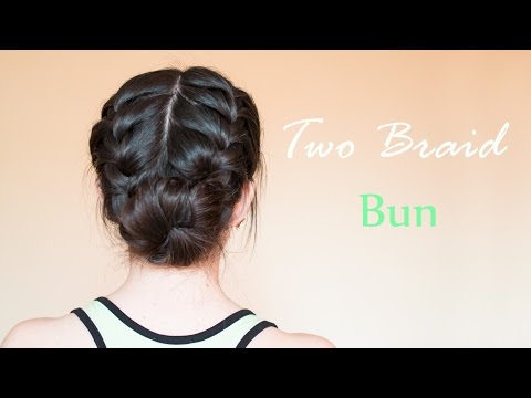 Two French Braid Bun Hair Tutorial | hairdo for...