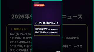 2026年9月21日のAIニュース：最新デバイスと音楽生成AIの進化 #Shorts