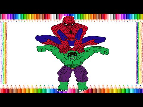 MARVEL SPIDERMAN  AND HULK COLORING PAGE -РАСКРАСКА MARVEL ЧЕЛОВЕК-ПАУК И ХАЛК -SPIDERMAN Y HULK -