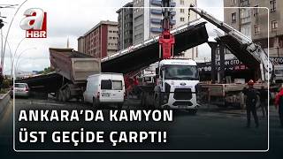 Ankara'da Korkunç Kaza! Üst Geçide Kamyon Çarptı: 3 Yaralı | A Haber