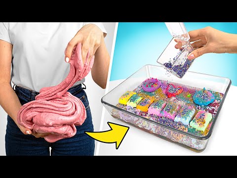 Wir mischen Glitzer-Make-up zu einem riesigen, klebrigen Regenbogen-Schlamm ✨