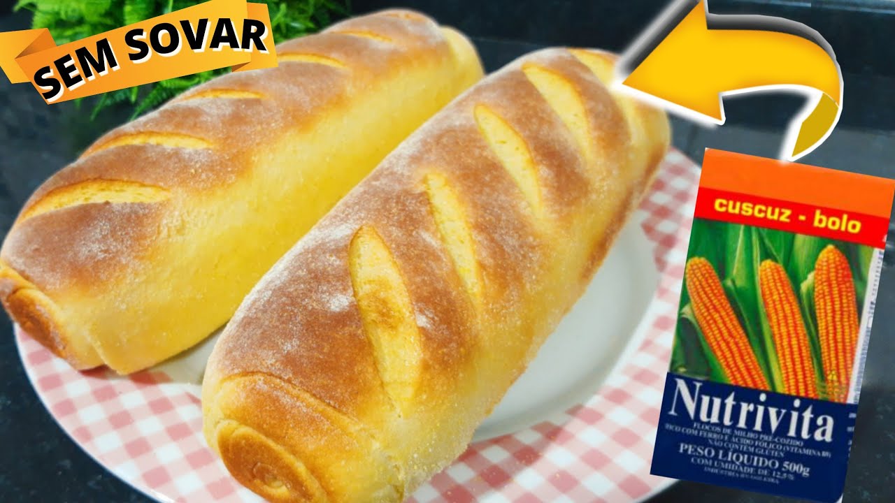 COMO FAZER PÃO CASEIRO DE FUBÁ DE MILHO SEM SOVAR/ Muito Rápido e Fofinho. #pãodemilho