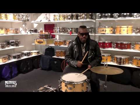 Steve Jordan Checking Out The New Snare Drum Vault at Memphis Drum Shop