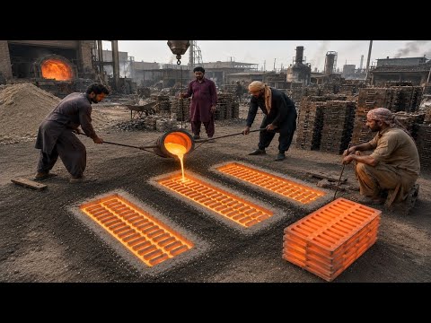 Dangerous ⚠️ Iron Casting Process Inside Factory 😱 || Molten Melting Casting 
