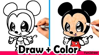 How to Draw Mickey Mouse Cute + Easy and Color with Crayola Markers