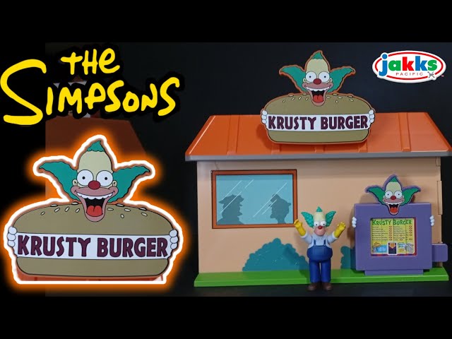 Vídeo relacionado con Jakks Pacific Los Simpsons Diorama Krusty Burger, Incluye Figura Krusty 7 cm y Accesorios Interactivos, Juguete Niños 3 Aos +