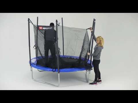 Батут садовый для детей на дачу Hop-Sport 8ft (244 см) зеленый с лестницей и наружной сеткой + мячи - фото 2 - id-p1664158992