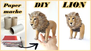 HOW TO MAKE paper mache LION 🦁 | DIY paper crafts | Best out of waste