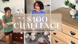 EASY Faux Linen Paint Technique For Beginners | $100 Challenge | Dresser Makeover
