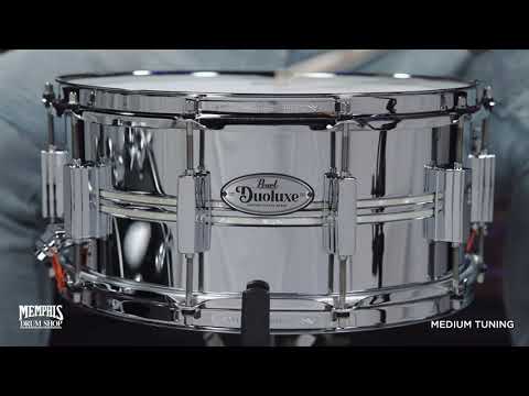 Pearl DUX1465BR Duoluxe 14x6.5" Chrome Over Brass Snare Drum 2021 - Present - Nicotine White Marine Pearl Inlay image 13