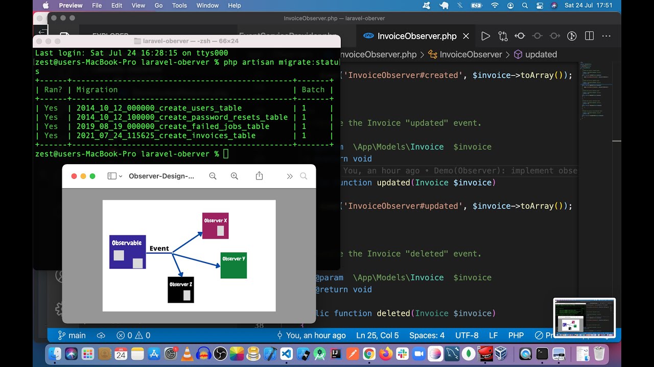 Laravel Observer Pattern (Events, Listeners, Model Observers) Examples