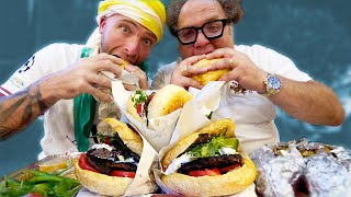 Persian HAMBURGER MOUNTAIN in Shiraz, Iran! Amazing SHIRAZI Iranian STREET FOOD!