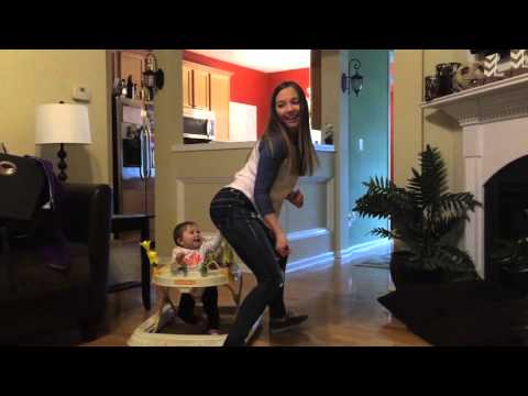 Baby laughing at moms butt