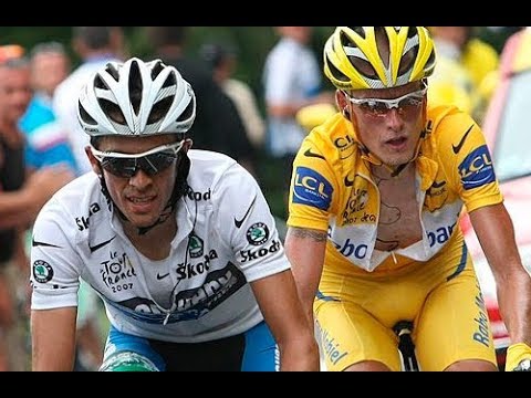 Tour de france 2007 - stage 14 - Alberto Contador vs Michael Rasmussen on Plateau-de-Beille