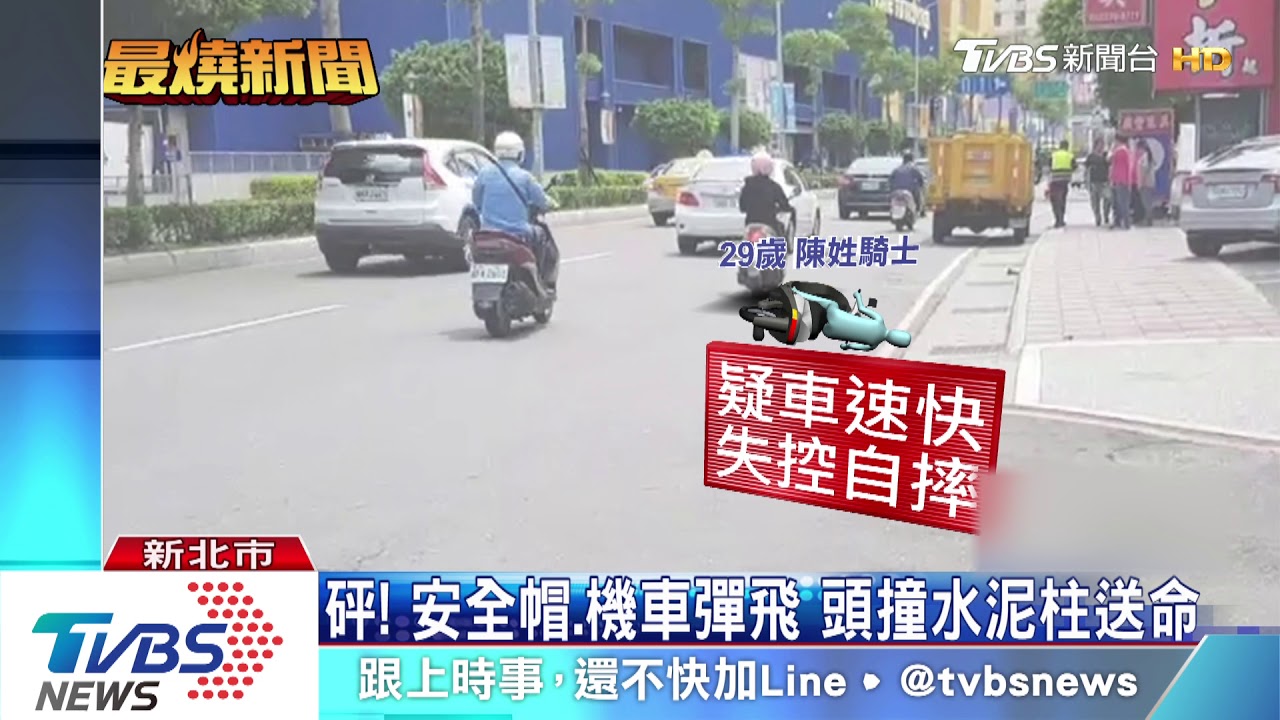 疑安全帽沒扣好!騎士磨地削臉 頭重創亡