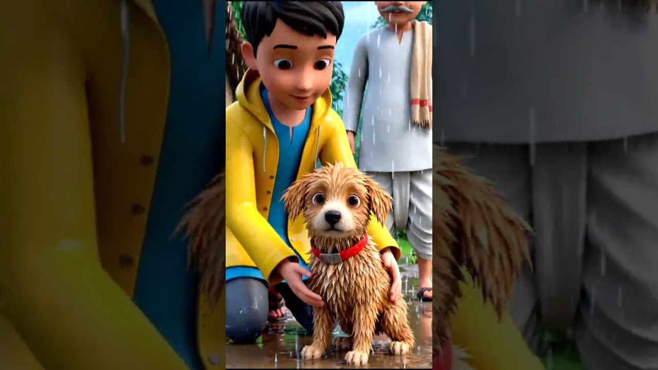 🌧️ बारिश में मिला नन्हा पिल्ला 🐶 | नन्हा बादल और किसान की दिल छू लेने वाली कहानी ❤️ #Shorts #video