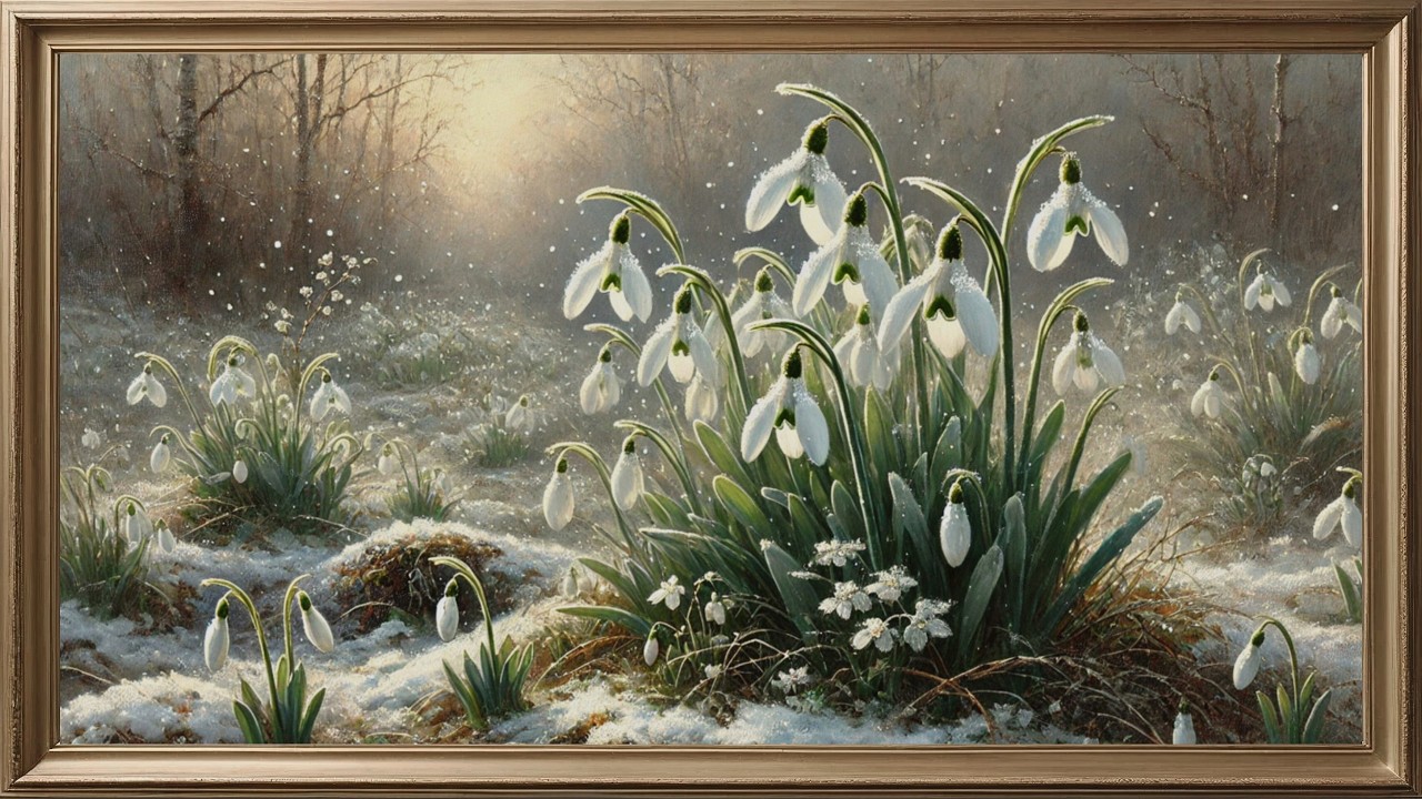 Samsung Frame TV Art | Early Spring Woodland Snowdrop Forest 4K Screensaver Nature Landscape for TV