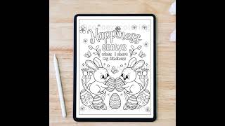 Easter With Positive Affirmations Coloring Page for Kids,Cute & Cozy Coloring for Relaxation NO.0054