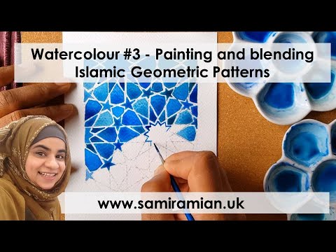 Watercolour #3 - Painting and blending - Islamic Geometric Patterns
