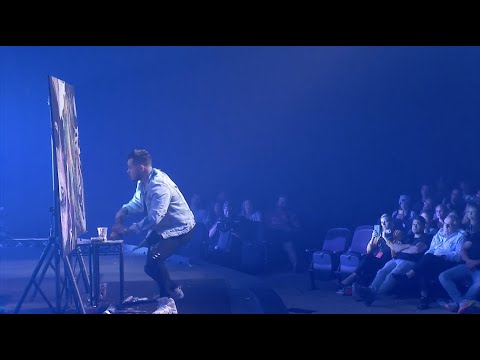 Speed painter paints 2 paintings that combine into 1!  must watch!