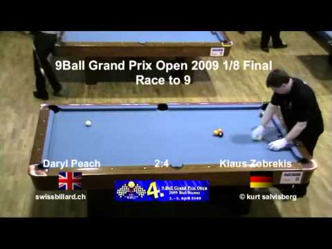 9Ball GPO 2009 L16 Daryl Peach (GBR) vs Klaus Zobrekis (GER) Part 2