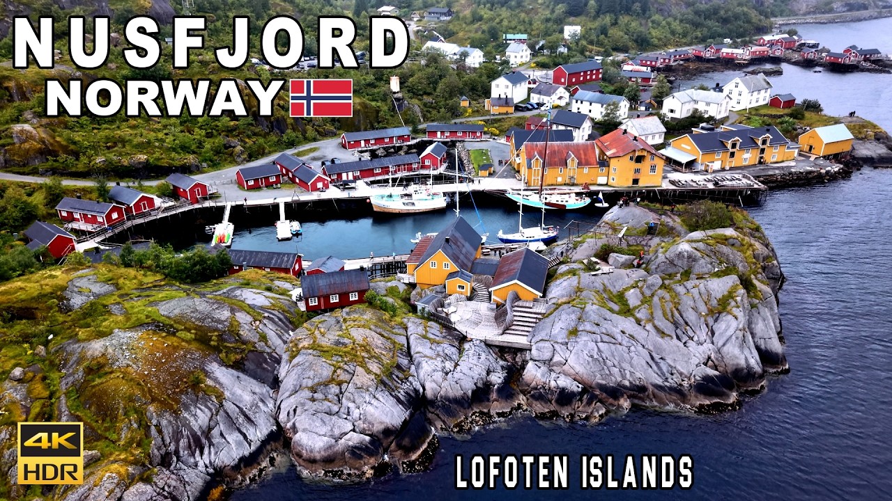 Nusfjord Norway 🇳🇴  A Beautiful Fishing Village in Lofoten | Drone Views 4K 60 fps