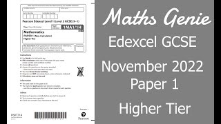 Edexcel Higher Paper 1 November 2022 Exam Walkthrough