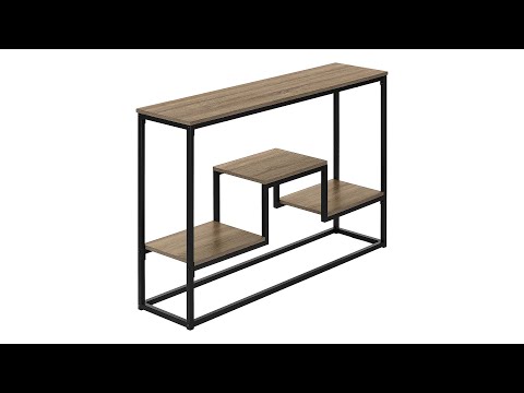 I 3581 Accent Table - 48"L / Taupe / Black Metal Hall Console - Monarch Specialties