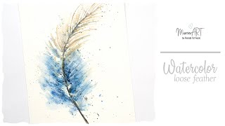 Watercolor easy and fun feather painting for beginners