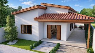 Casa com Telhado de Duas Águas, Varanda e Piscina | 3 Quartos | Terreno 11x25m | P704.2
