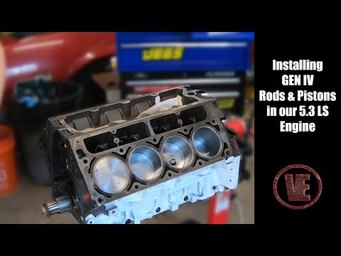 Installing Gen 4 pistons and rods in our 5.3 LS along with gaping the rings and Cam installation.