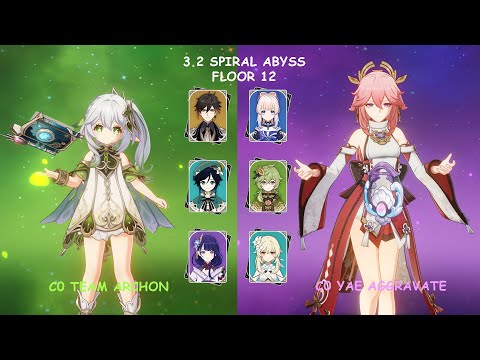 C0 Team Archon & C0 Yae Aggravate || Genshin 3.2 Spiral Abyss Floor 12