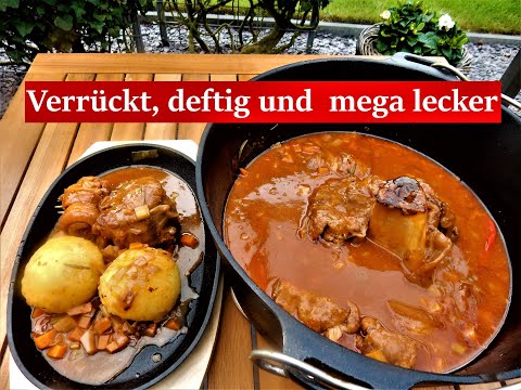 Kalbshaxe - Beef Hammer, Bauchspeck - Roulade, Soße. Ein Oktoberfest Gericht?  Dutch Ofen Rezepte