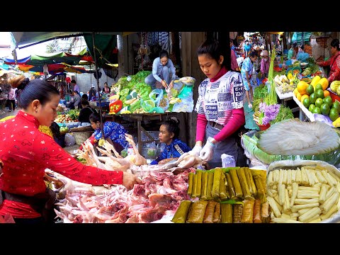 Cambodian Lively Market @ Boeng Tompun - Cambodian Snacks, Neem Flowers, Chicken, Sour Fruits, &More